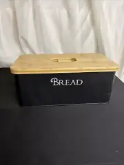 BB Baking & Beyond Tin Kitchen Bread Box with Bamboo Cutting Board Lid