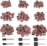Glarks 192Pcs Sanding Drum Set Including 180Pcs 80/120/240 Grit Drum Sander Sanding Sleeves Sanding Bands and 12Pcs Drum Mandrels for Rotary Tool