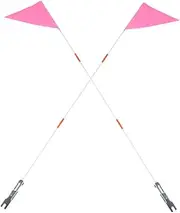 TOGEVAL Bike Flag Pole Set 2 Pieces Safety Flag Kit for Cycling Glass Fiber Pole Pink Flag for Boys and Girls Bike Advertising