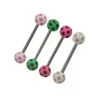 Surgical Steel Tongue Ring Straight Barbell 14 Gauge With Star Ball
