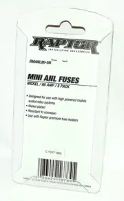 5 Pack High Powered Mobile Audio Video Raptor 80 Amp Mini ANL Fuses RMANL80-5N