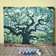 Aihonmin Paint by Numbers Kits for Adults Acrylic Oak Tree Landscapes Oil Painting Canvas DIY Paint by Numbers Set Painting for Beginners-Bedroom Living Room Decoration(16''Wx20''H) DIY Frame