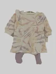 Grayson Mini Size Girls 0-3M 2-Pc Tie-Dye Outfit L Sleeve Ruffled Shirt & Pants