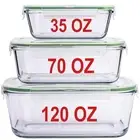 LARGE Glass Containers for Food Storage with Locking Lids Baking Dish Set 3 1...