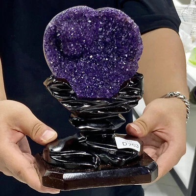 1.34LB Processing of Natural Amethyst Cluster Cave Love Specimen in Uruguay+base