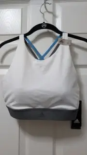 Adidas Women's Training Halter Bra, Climalite®, White Size M A/B NWT