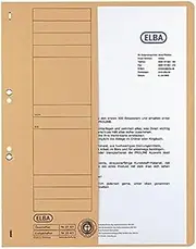 Elba 21451CH Hole-Punched Folders with Commercial Filing / 250 GSM Manila Cardboard for 200 DIN A4 Sheets/Half Front Cover/Pack of 50 Folders/Chamois