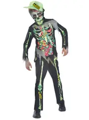 Radioactive Glow In The Dark Zombie Skeleton Boys Halloween Costume