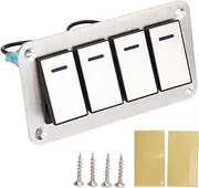 4 Gang Rocker Switch Panel,Aluminum Alloy Switch Panel 4 Gang Switches Central Control Switch Panel for Car Yacht Wide Range Of LED Lights