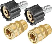 Pressure Washer Adapter Set Quick Connect Kit, M22-14mm to 3/8" Quick Connectors, 5000 PSI Pressure Couplers Fittings for a Pressure Washer, Hose, and Gun (4 PCS)