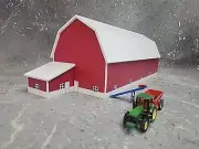 1/64 Custom scratch built Dairy Barn With Milk House White & Red
