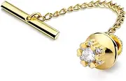 [HAWSON] Tie Pins Tie Tacks for Men,Crystal Tie Pin with Chain,Wedding Business Accessories.