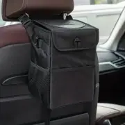 Leak-Proof Car Trash Can with Lid & Storage Pockets - Waterproof Auto Organizer