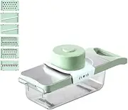 Mozzoom Adjustable Mandoline Food Slicer, Food-Grade Stainless Steel Kitchen Cutter with 6 Adjustable Blades, Suitable for Slicing Vegetables and Fruits, Julienne, Dicing, with Magnetic Attachment