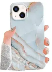 Case Compatible with iPhone 15 Case 6.1,Grey Marble Design Agate Slice