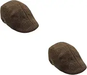 [Holibanna] 2pcs Fashionable Flax Beret Newsboy Cap Sunscreen Hat Men's Women's Peak Driving Hat British Style Warm