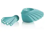 Tupperware Measuring Mates Cups Spoons ARUBA BLUE TEAL MINT GREEN 12 pc SET
