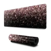 Rose Gold Glitter Black Gaming Mouse Pad Large XL Long Extended Pads Big Mous...