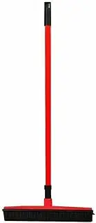 Rubber Broom for Pet Dog Cat Hair Sweeper Squeegee Windows Car Long Handle (Red)