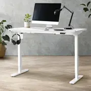 Oikiture 120CM Electric Standing Desk Single Motor Height Adjustable Sit Stand Table Top White