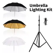 Studio 33" Reflective Umbrella Hot Shoe Flash Holder Bracket 7ft Light Stand Kit