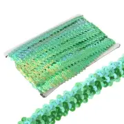 10 Yards 0.8 Inch Elastic Sequins Trim Flat Stretch Sequin Ribbon, Green
