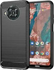 [HEYUS] Case for Nokia X20 / X10, Shock-Absorption Brushed Flexible Soft Carbon Fiber Protective Cover for Nokia X20 X10 - Black
