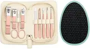 Nail Clippers Set Professional 9pcs Nail Scissors Grooming Kit Foot Sharpener Pedicure Kit Women Men Beige Green (Color : Beige)