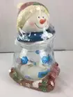 Snowman Cookie Jar on Sleigh Sled Snowball Jar