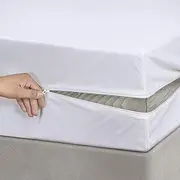 35 × 78 inch Mattress Protector Waterproof Zippered,Ultra Soft Surface,Dust Mite Allergy Cover, Anti-Allergy Mattress Protector, 6-Side Zippered Mattress Encasement, Noiseless(White)