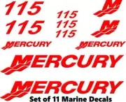 (11pc) Set of 115 Hp Mercury outboard cowling decal set custom color choices