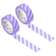 Washi Tape 0.59 Inch x 10.93 Yards, 2 Roll Stripes Pattern Sticker Purple