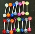 20 Pc 14g 5/8" Glow In the Dark and Glitter Ball Tongue Rings Nipple Barbells