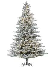 Sterling Tree Company 7.5ft High Flocked Pre-Lit Natural Cut Redwood Pine With Warm White Led Lights