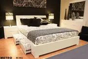 Double Metro Bed With 4 Drawer Underbed Storage - Gloss White