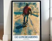 Go Longboarding Art Collection Venice Beach Boardwalk Travel Posters California