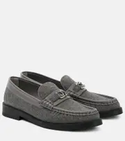 [Jimmy Choo] Jimmy Choo Addie leather-trimmed felt loafers AU 7 grey