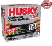 Husky Heavy Duty Contractor Bags, 42 Gallon, 40 Bags, 2 Mil (20% PCR)