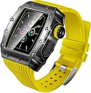 [KAVJU] Silicone strap, metal case, tempered film, three-in-one anti-fall wristband suitable For Apple watch 8 7 6 5 4 SE 40mm 44mm 41mm 45mm