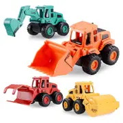 Catzon 4 Pcs Construction Toys for 3 Years Old Pull Back Vehicles Great Gift B