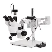 AmScope 7X-45X Zoom Stereo Microscope on Boom Stand +Dual LED+1.3MP Camera USB2