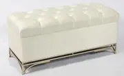 Storage Ottoman Blanket Box 100cm Velvet Ivory