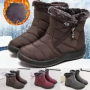 Women Waterproof Warm Fur Lined Snow Ankle Boots Winter Non-slip Flat Shoes