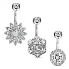 3Pcs Steel Opal Belly Ring Navel Nail Body Piercing Jewelry Set (Sil IDM