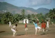 Club cricket in a park near Port of Spain, Trinidad, circa M - Cricket Old Photo
