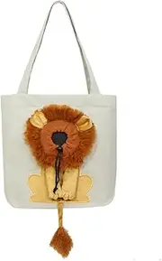 Pet Canvas Shoulder Carrying Bag, Portable Cats Small Pet Canvas Tote Chest Bag, Cute Lion-Shaped Pet Canvas Shoulder Bag Cat Carrier, Pet Carrier for Small Dogs and Cats Pet Supplies, Light Grey