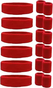 [WHAMVOX] Elastic Sports Headband Set 80s Style Headbands for Women Men Boys Tennis Wrist Sweatbands Workout Hair Bands