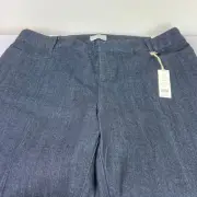 Dockers Women's Size 16P Stretch Wideleg Midnight Wash Denim Ideal Pant New