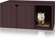 WAY BASICS Cat Litter Box Enclosure Hidden Furniture (Scratch Pad Included)