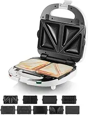 700W Mini Waffle Maker Machine Electric Belgian Waffle Maker with Removable Pancake Plates Double-Sided Uniform Heating for Individual Waffles, Paninis, Hash Browns, Gift Ideas (Color : 7 pan)